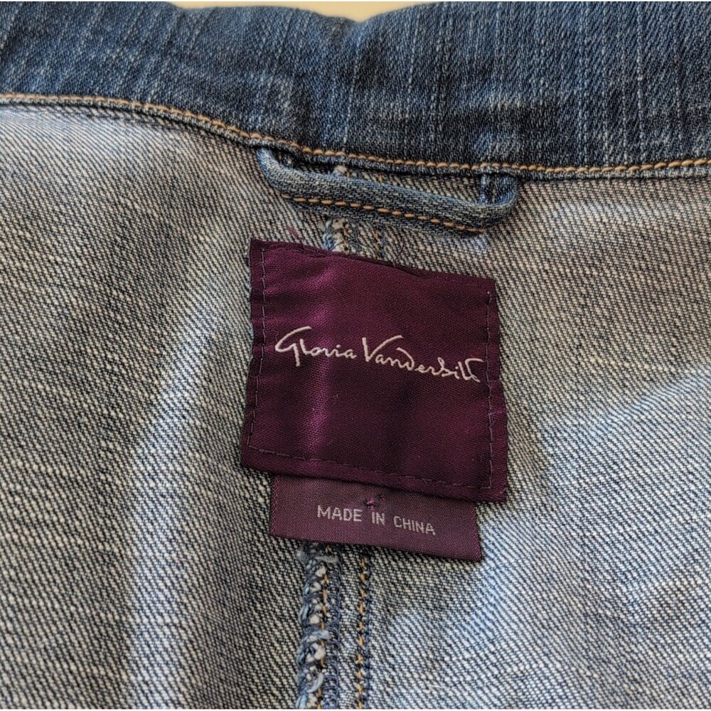 Gloria Vanderbilt Women's Blue Denim Jacket Collared Button Pockets Size XL - Picture 7 of 10